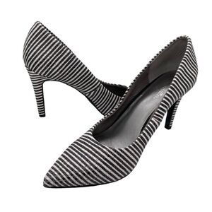 Seychelles Black & White Stripe Heels Rubber Sole Pointed Toe